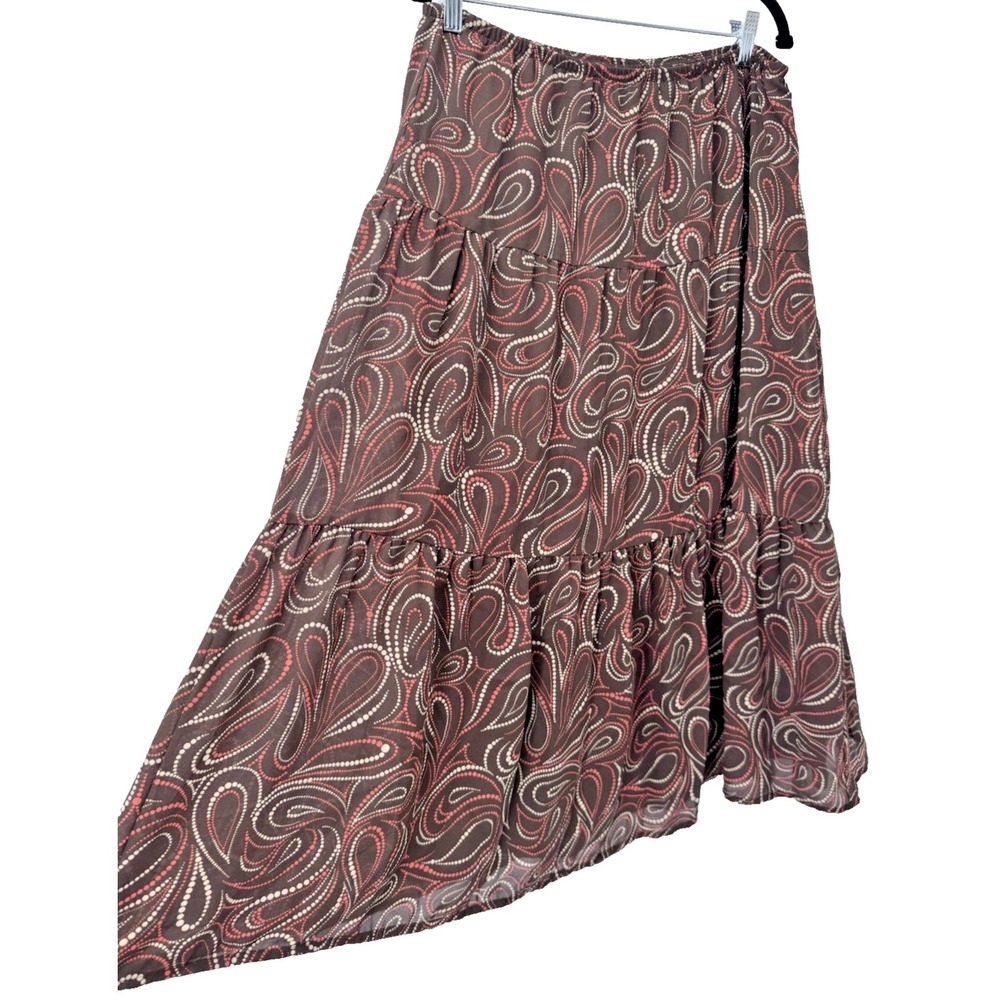 hearts of palm skirt tiered lined 14 brown pink geometric‎ artsy festival boho